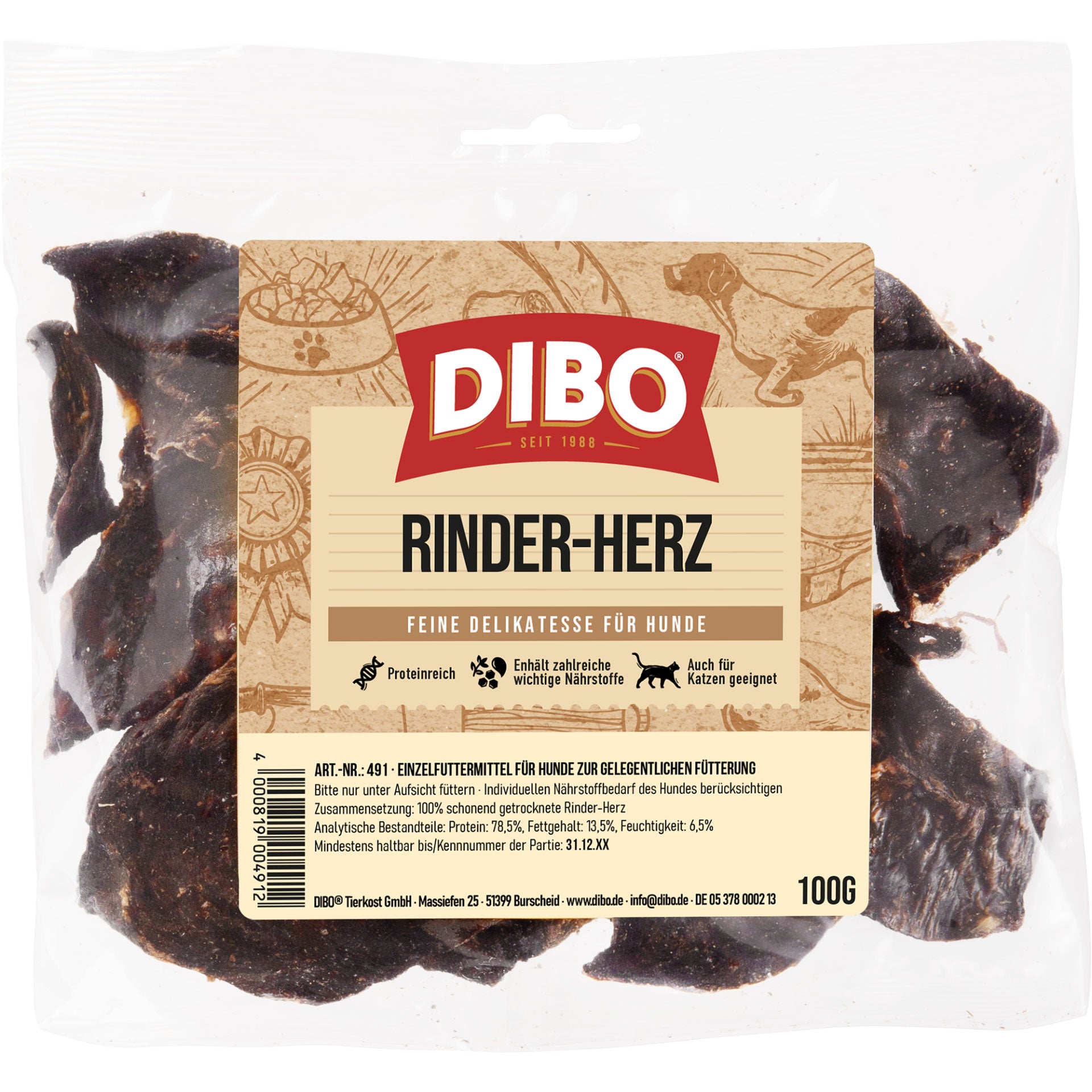 Dibo Rinderherz, entfettet, 100g