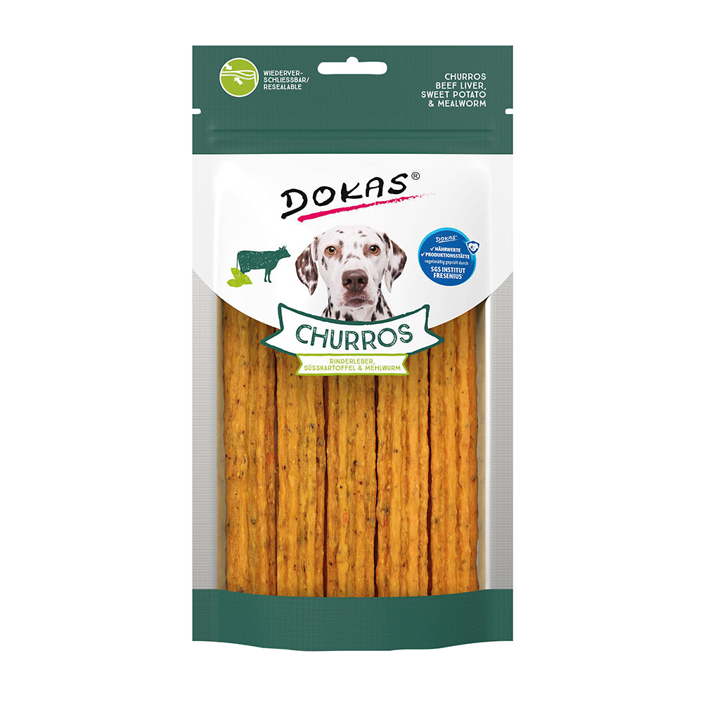 Dokas Churros mit Rinderleber, Süsskartoffel & Mehlwurm 150g