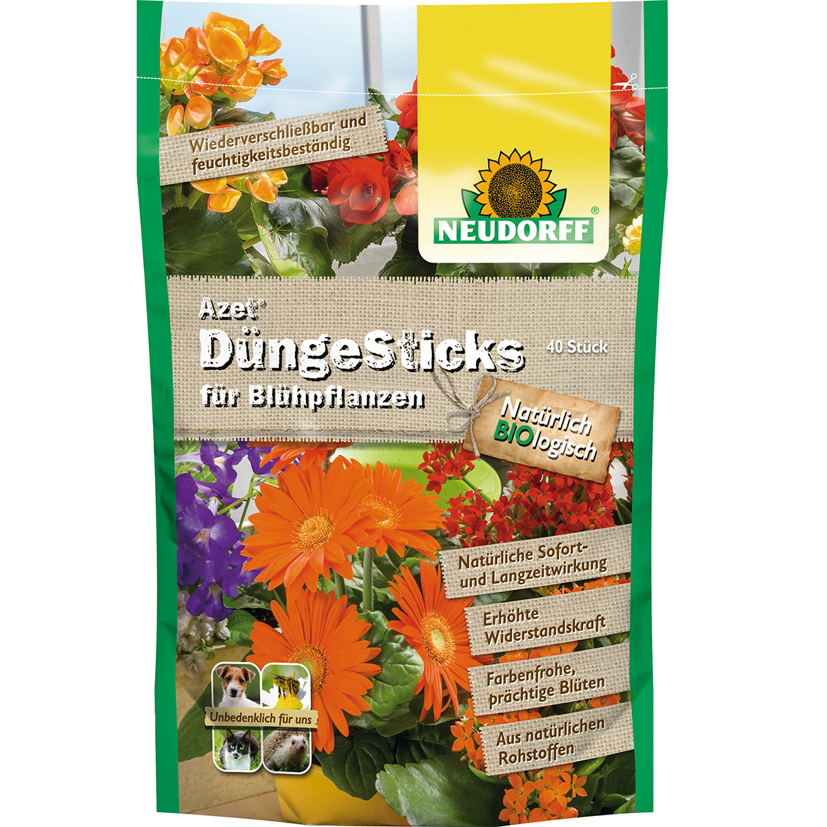 Neudorff Azet Düngesticks für Blühpflanzen, 40 Stück