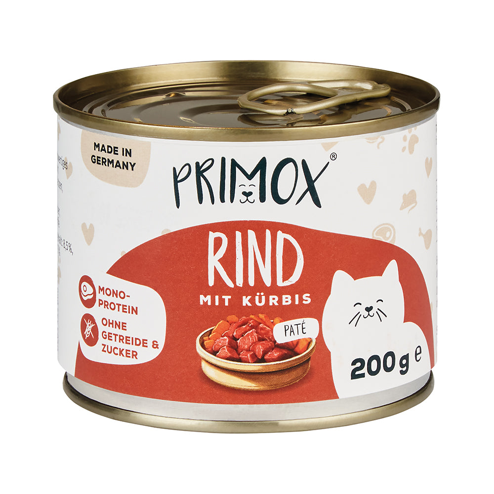 Primox Katzennassfutter Rind mit Kürbis, 200g