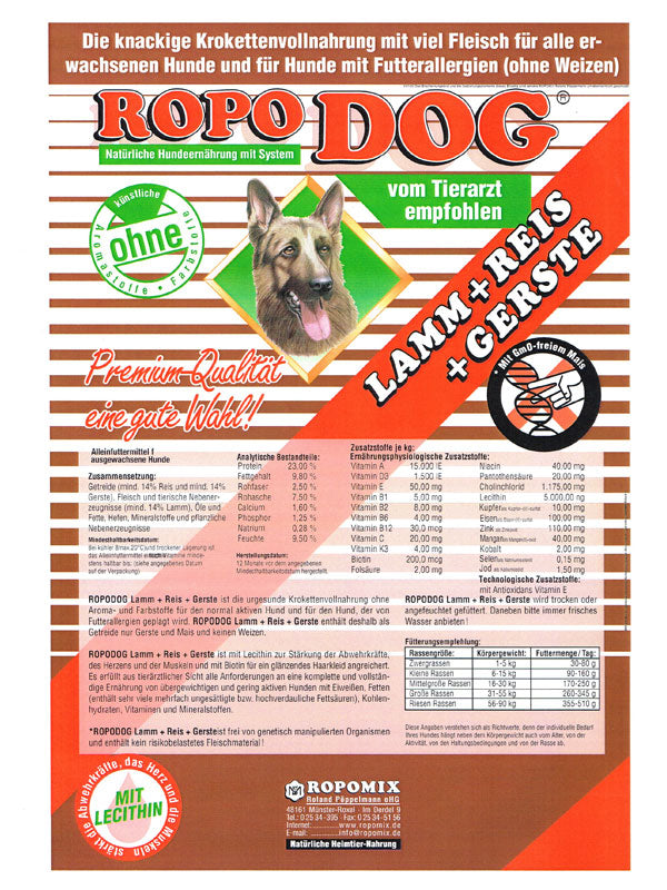 RopoDog Lamm & Reis & Gerste