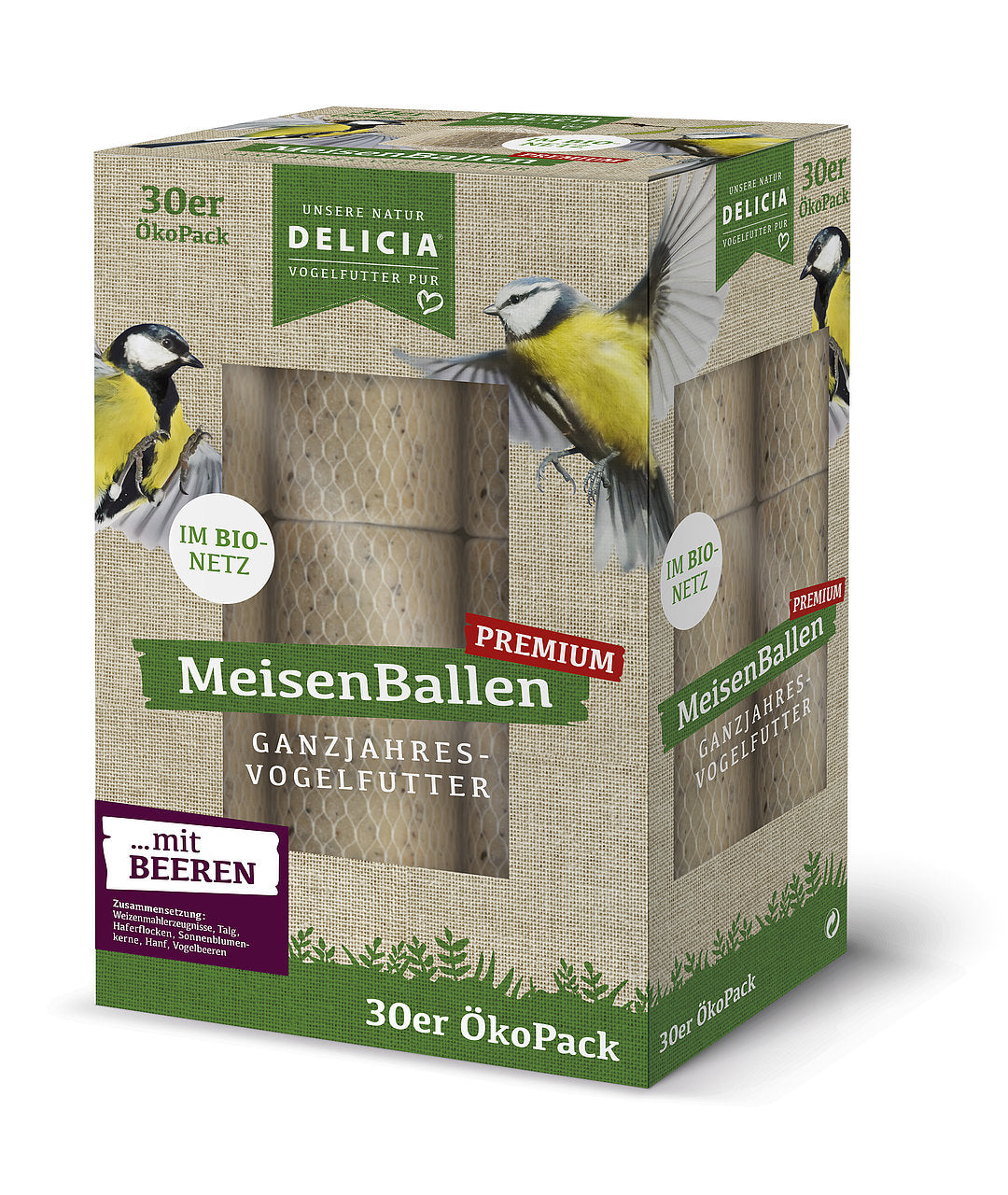Delicia Meisenballen Picknic, mit Beeren, im Bio Netz, 30 Stück