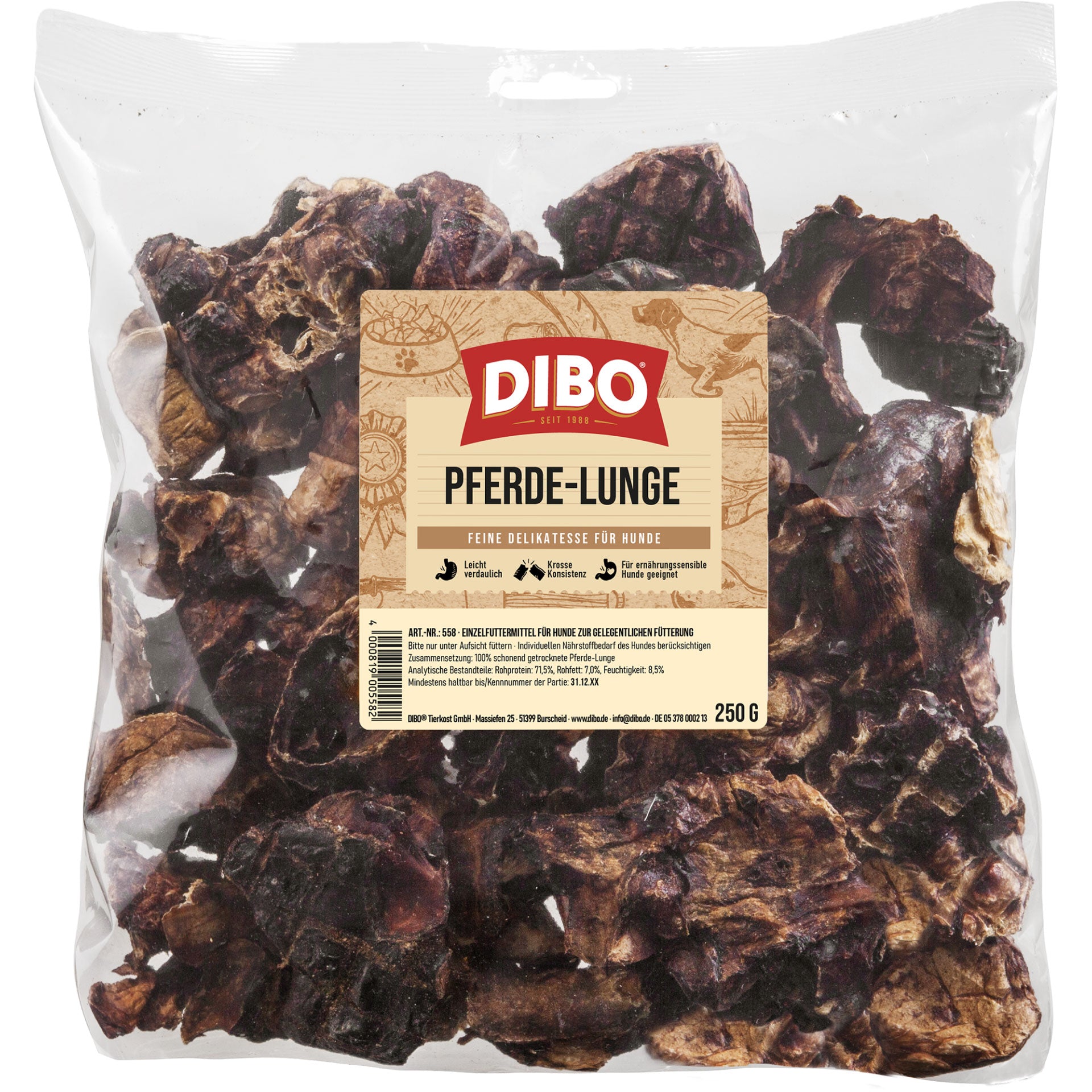 Dibo Pferdelunge getrocknet / 250 g