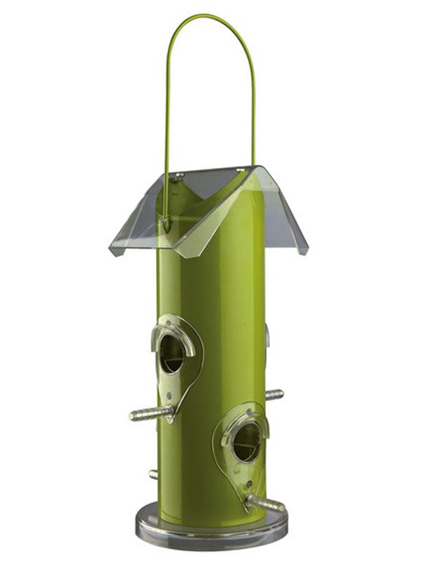 Futterspender zum Aufhängen, Metall grün, 14x25x14cm